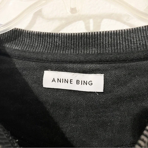 Anine Bing Ramona Paris Crewneck Sweatshirt Washed Black Size Large L - Picture 4 of 7